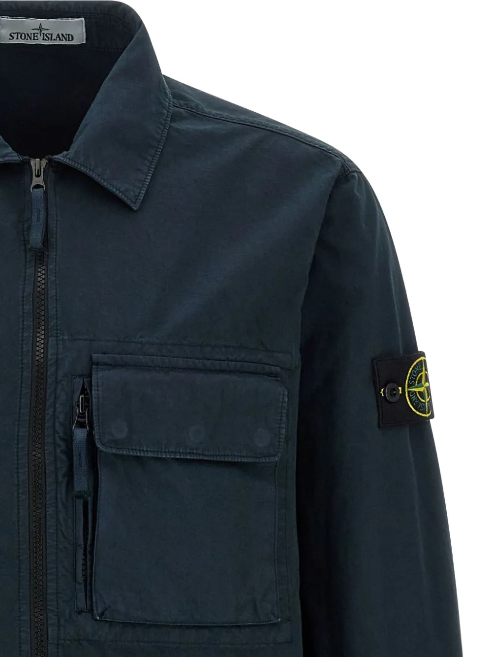 Куртка-рубашка с накладным карманом на молнии Stone Island, синий — фото 3