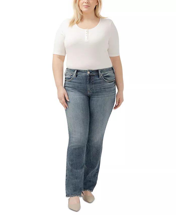 

Джинсы Suki MidRise Curvy-Fit Bootcut размера Plus Silver Jeans Co., синий