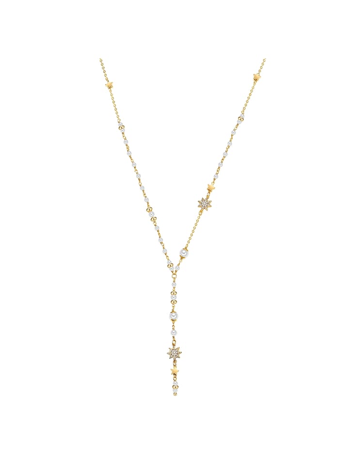 

Lulu & Jane Жемчужное колье в форме звезды, металлический сплав, кубический цирконий, культивированный жемчуг в желтом золоте