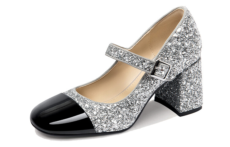

Туфли Мэри Джейн женские серебряный Lily Wei, цвет Silver【Heel height 7cm】
