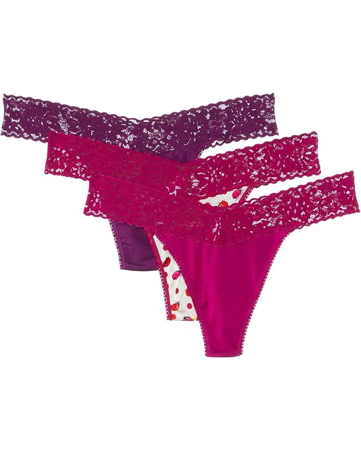 

Стринги Hanky Panky Dream Original Rise Thong 3-Pack, цвет Fine Wine/Do Or Dot/Pink Ruby