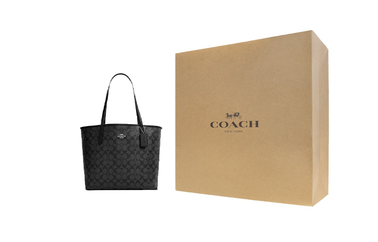 

COACH Городская сумка-тоут из фирменного большого полотна черная