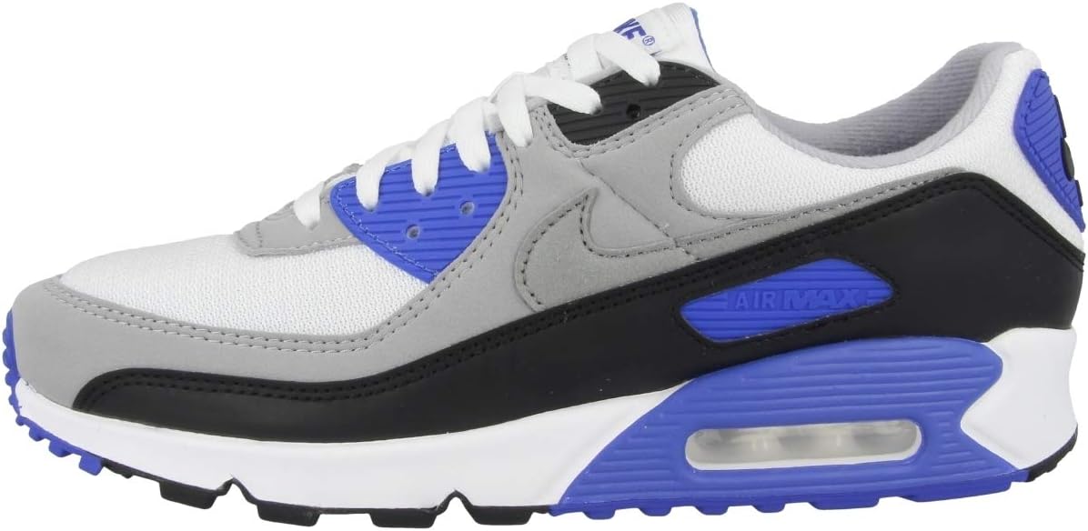 Мужские кроссовки Nike Air Max 90 из кожи с низким верхом, белый/черный/серый/светло-серый — фото 2