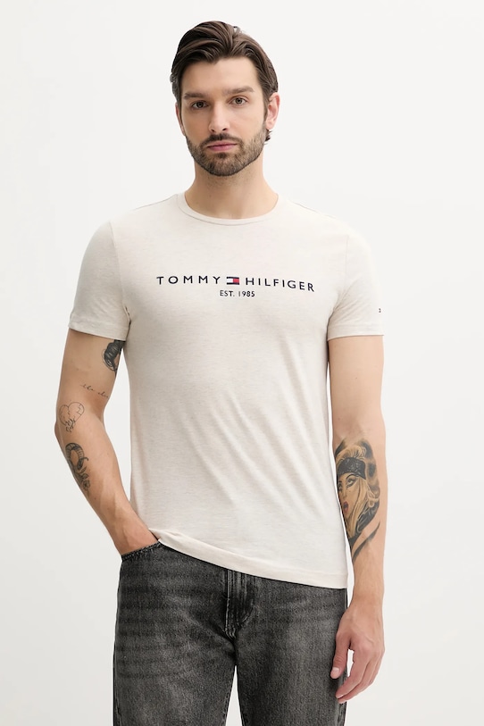 

Хлопковая футболка Tommy Hilfiger, бежевый