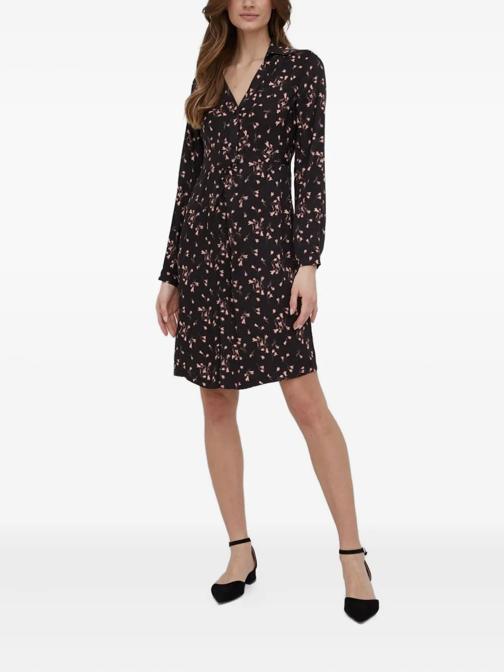 

Платье миди с цветочным принтом Sisley, черный
