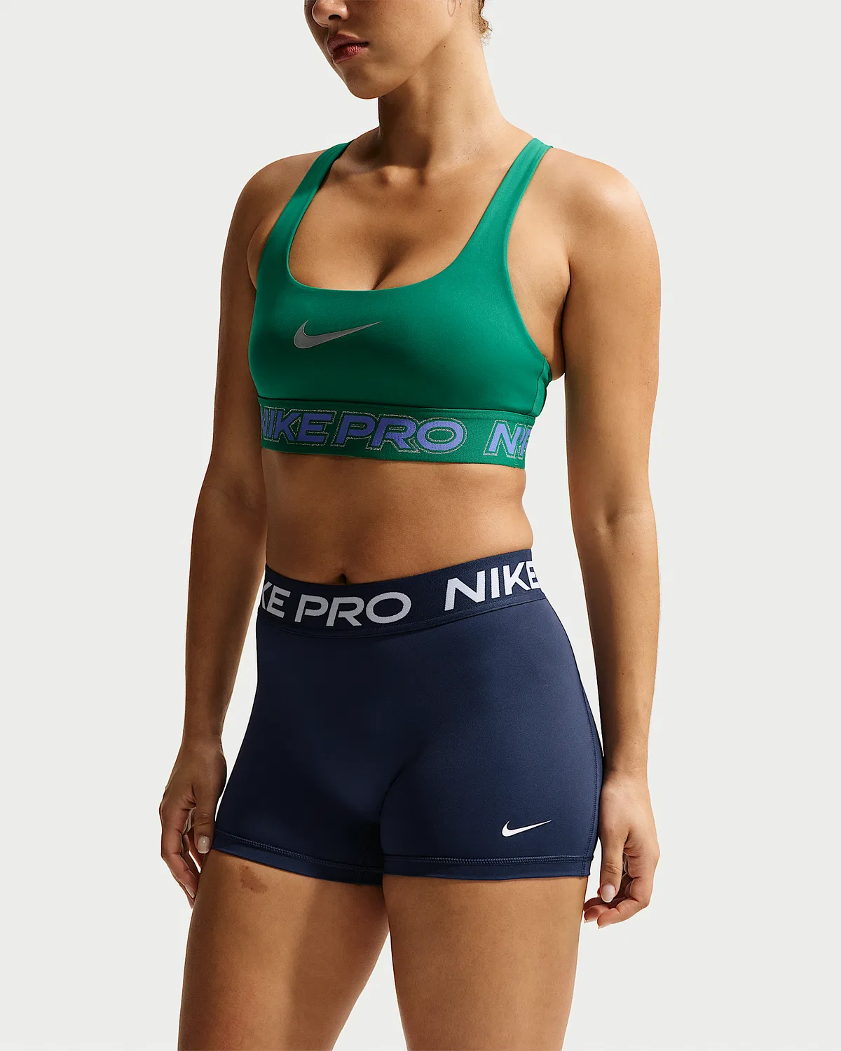 Женские велосипедки Nike Pro со средней посадкой, 3", Midnight Navy/White — фото 2