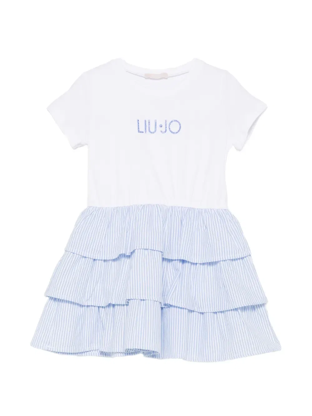 Полосатое многоярусное платье Liu Jo Kids, белый