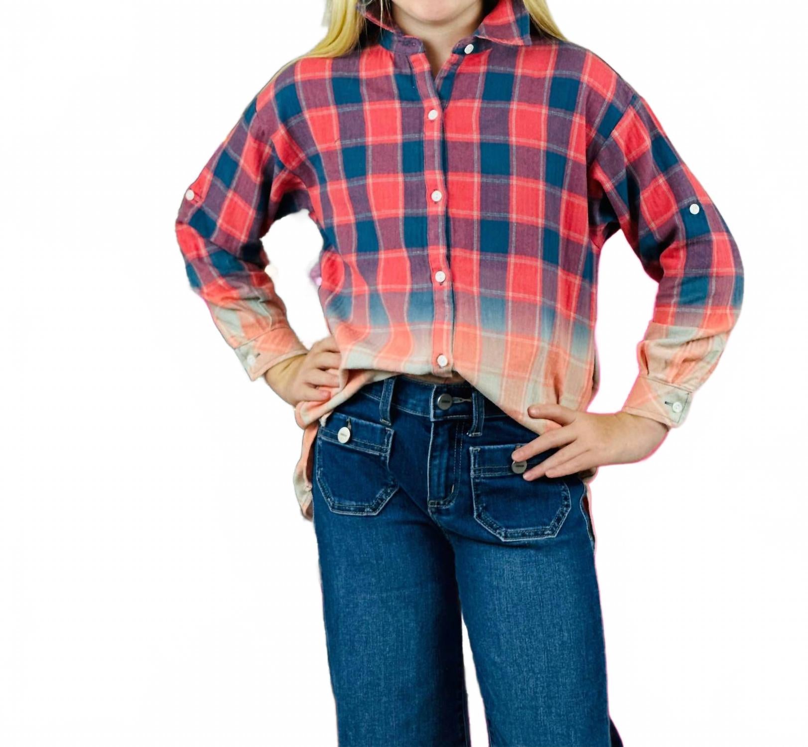 

Детская клетчатая рубашка в разноцветную клетку Love Daisy, мультиколор