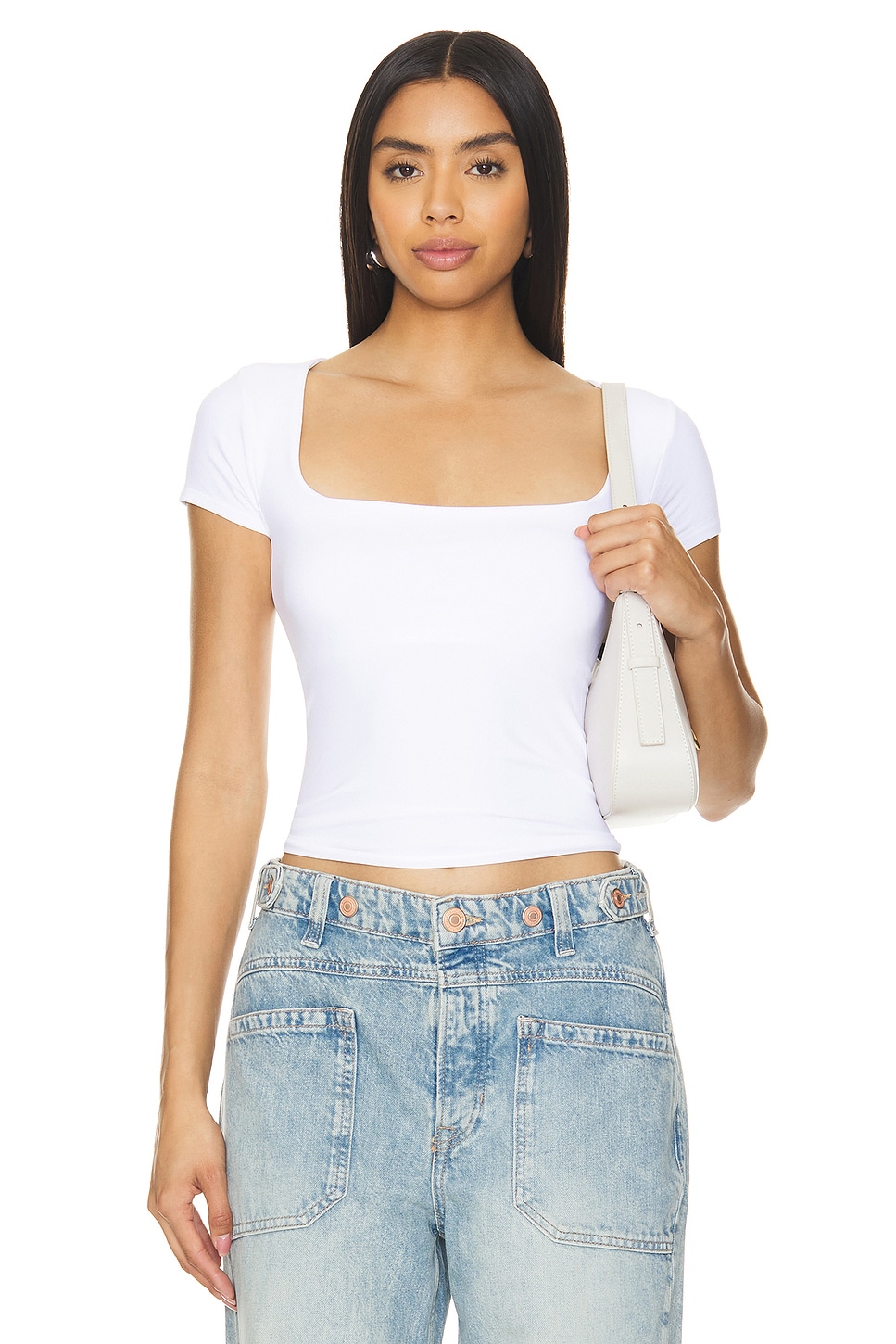 

X интимно fp чистые линии детская футболка Free People, белый