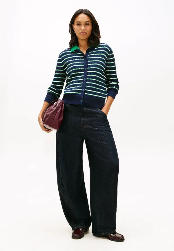 Кардиган с круглым вырезом и косами Tommy Hilfiger, Navy/Nouv Green/Calico Multi Stp — фото 2