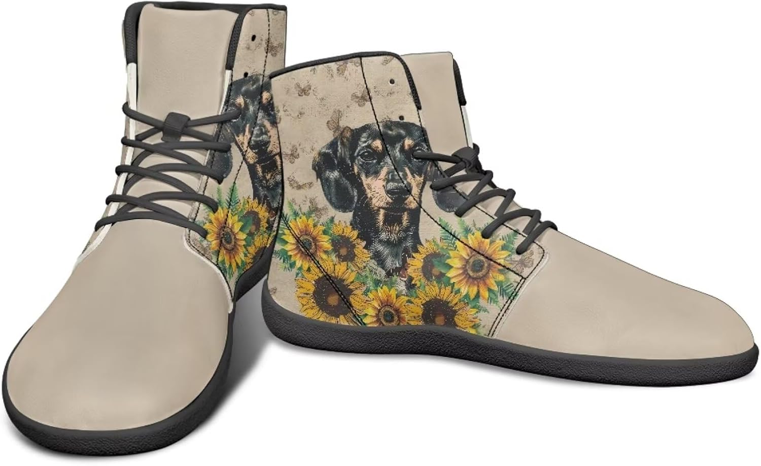 

Высокие кроссовки с животным принтом для мужчин, босоножки, противоскользящие беговые кроссовки, заземленная обувь, повседневные спортивные кроссовки Watdotory, Dachshund Sunflower Butterfly Print