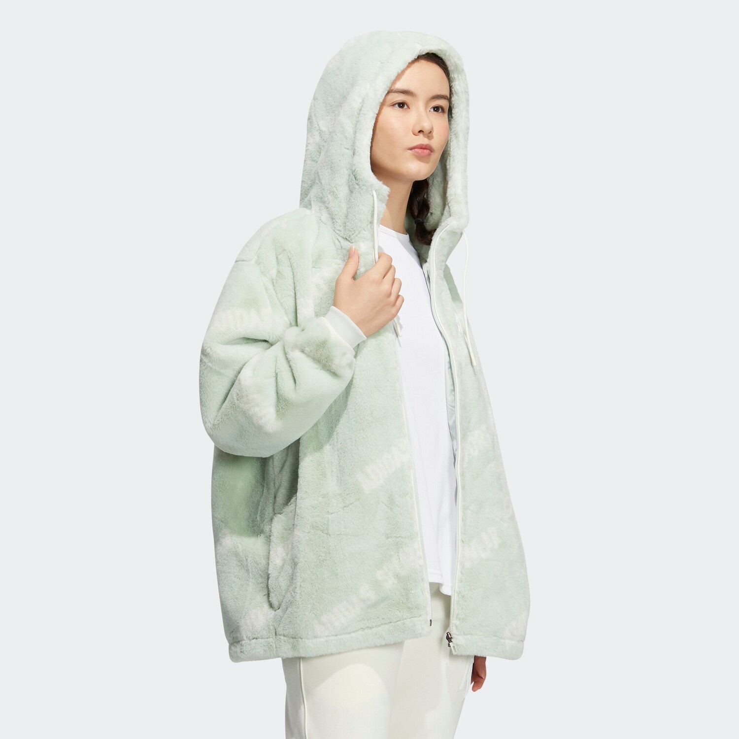 Бархатная куртка женская льняная зеленая Adidas — фото 4