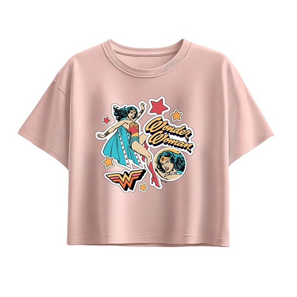 

Футболка Boxy с принтом Wonder Woman для девочек 7-16 лет Licensed Character, Light Pink