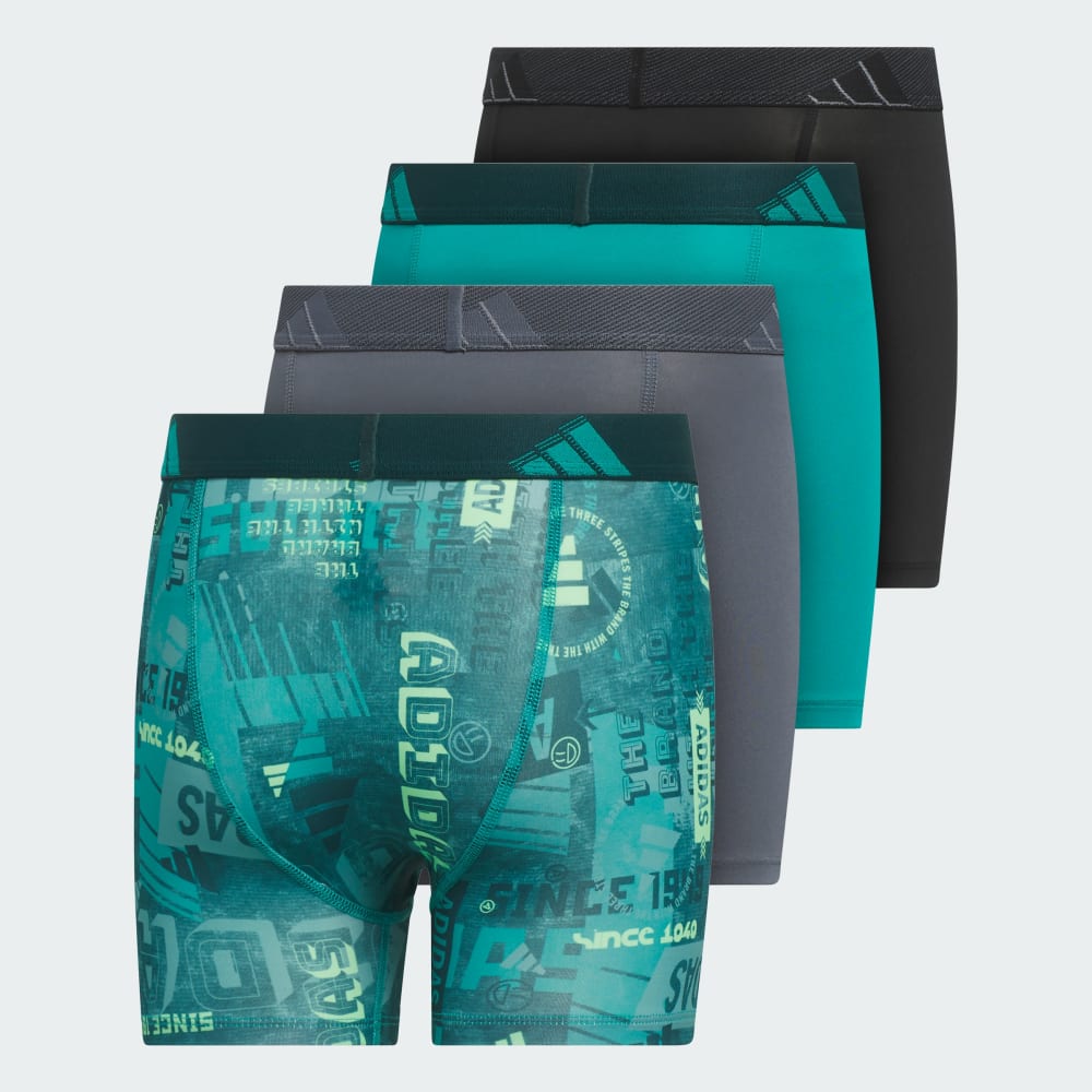 Боксеры Adidas Youth Microfiber Graphic 4-Pack Boxer Briefs, цвет Pure Teal/Onix/Pure Teal — фото 2