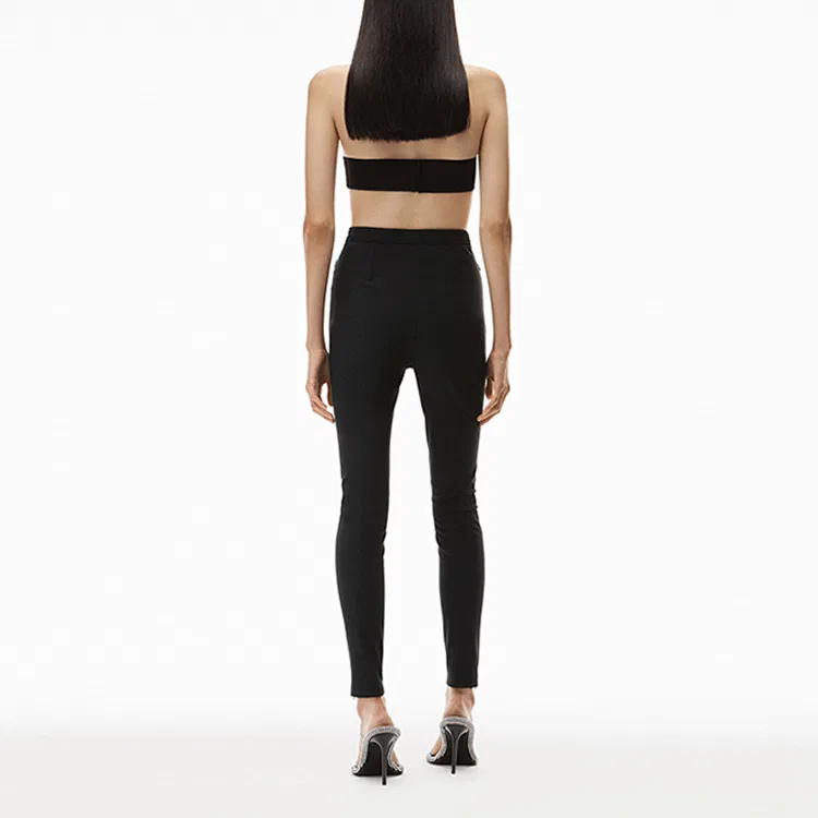 Трикотажные спортивные штаны женские Black moderate slim fit pants Alexander Wang — фото 4