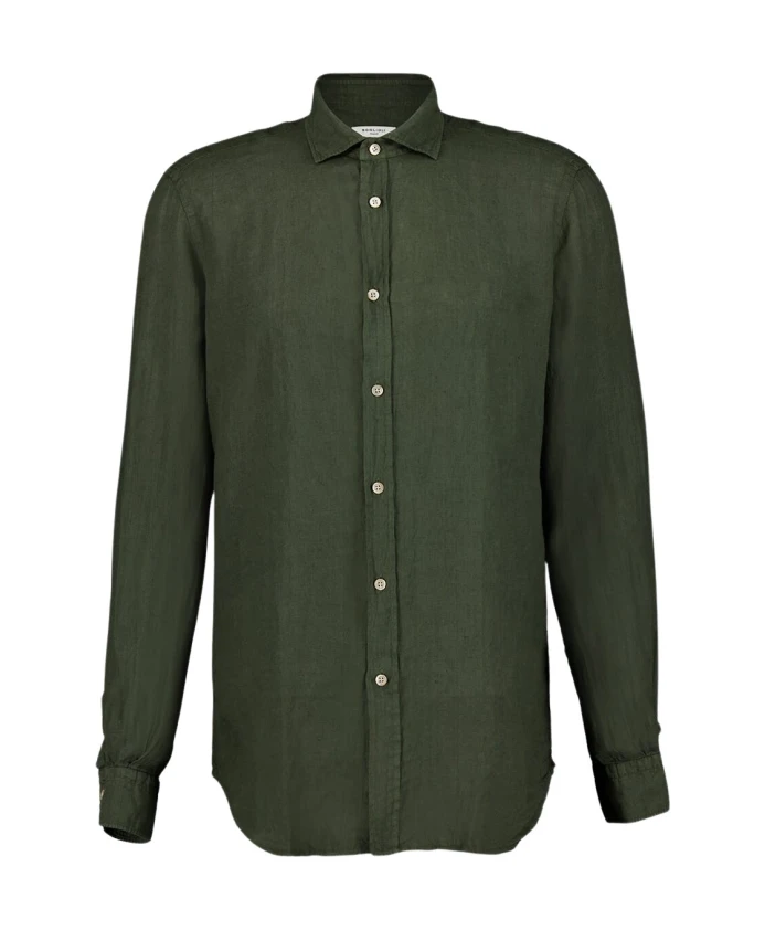 

Оливковая льняная рубашка Boglioli, зеленый