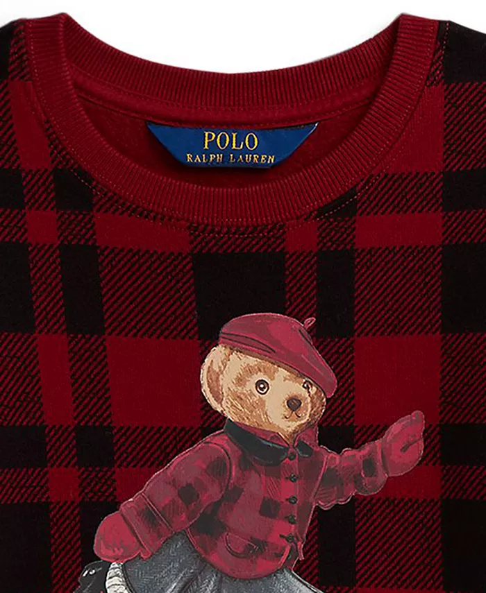 Детская толстовка в клетку с длинным рукавом для девочек 2T-6X Polo Ralph Lauren, красный — фото 3