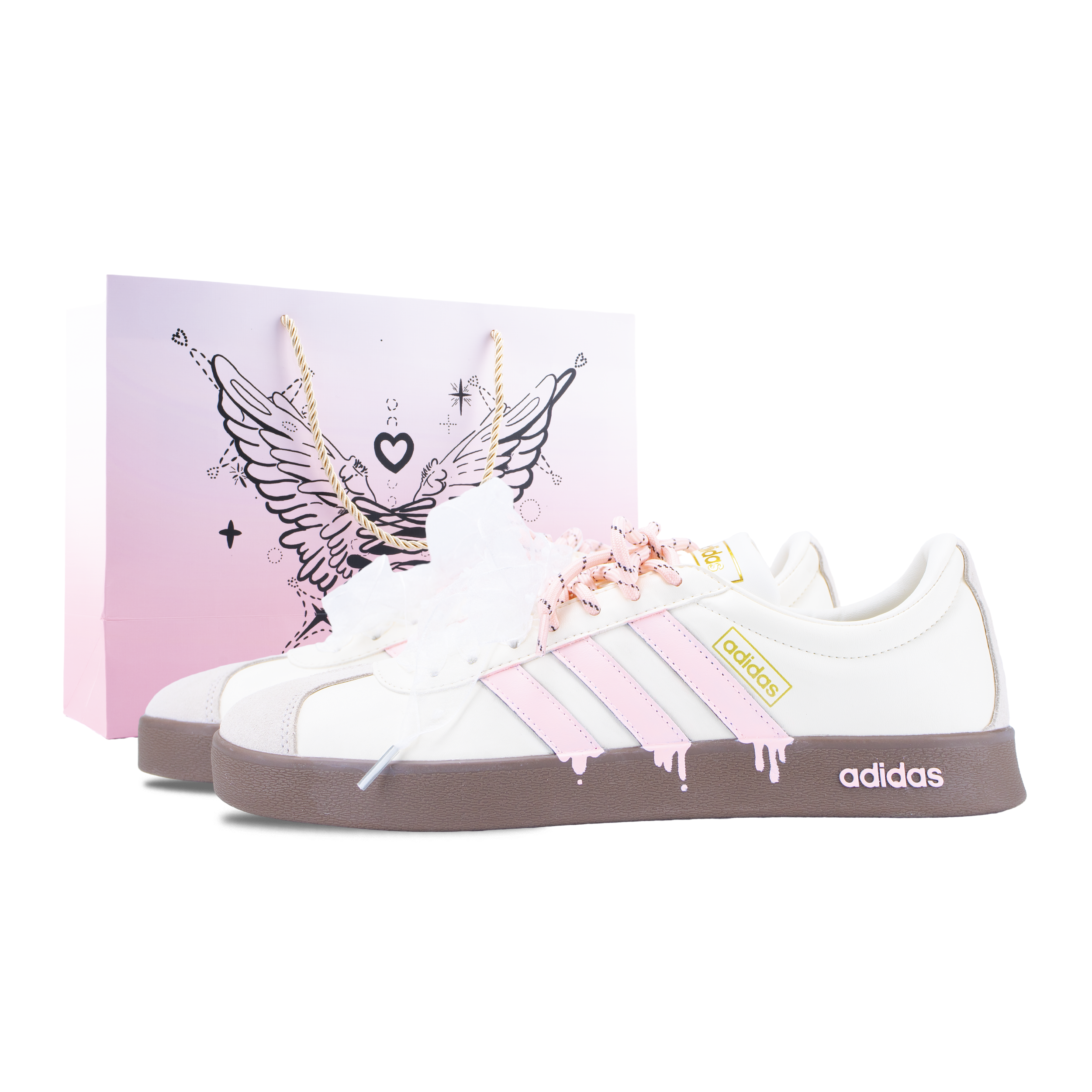 

Adidas VL COURT 2.0 Pink Sugar Cream German Army Trainers Unisex розовый белый