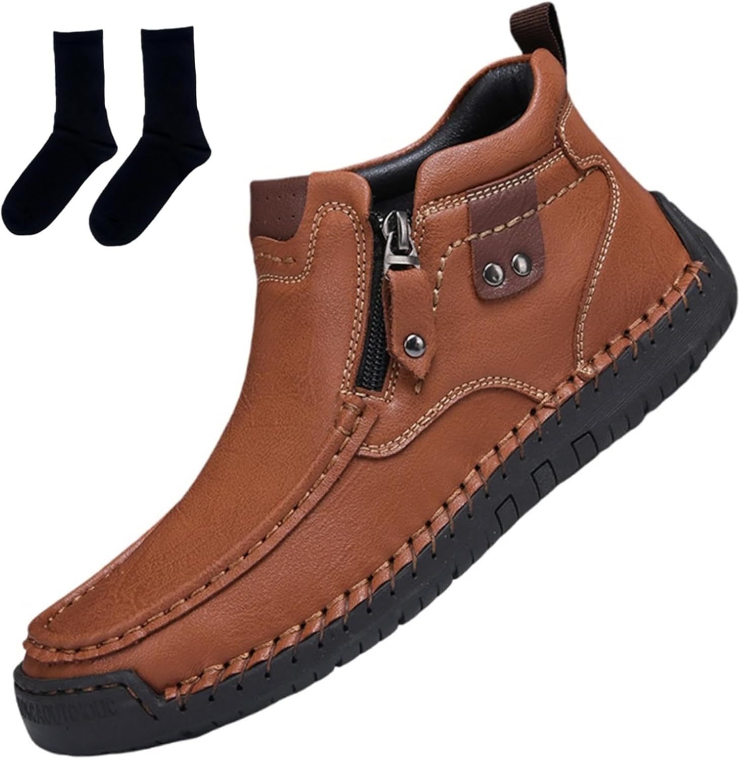 

Мужские ручной работы комфортные лоферы, кожаные туфли на плоской подошве с широким носком для ходьбы, мужские кожаные противоскользящие лоферы Generic, 12