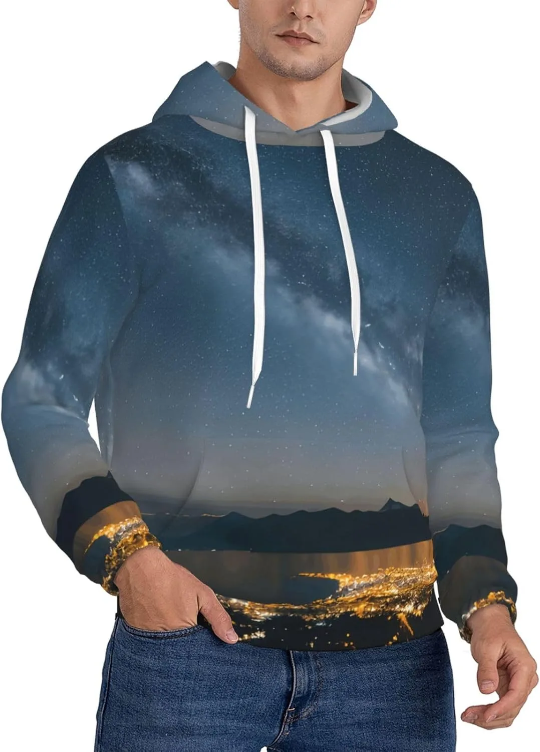 

Толстовка с капюшоном BaerK для мужчин, с принтом "Night Sky Sunset", для повседневной носки