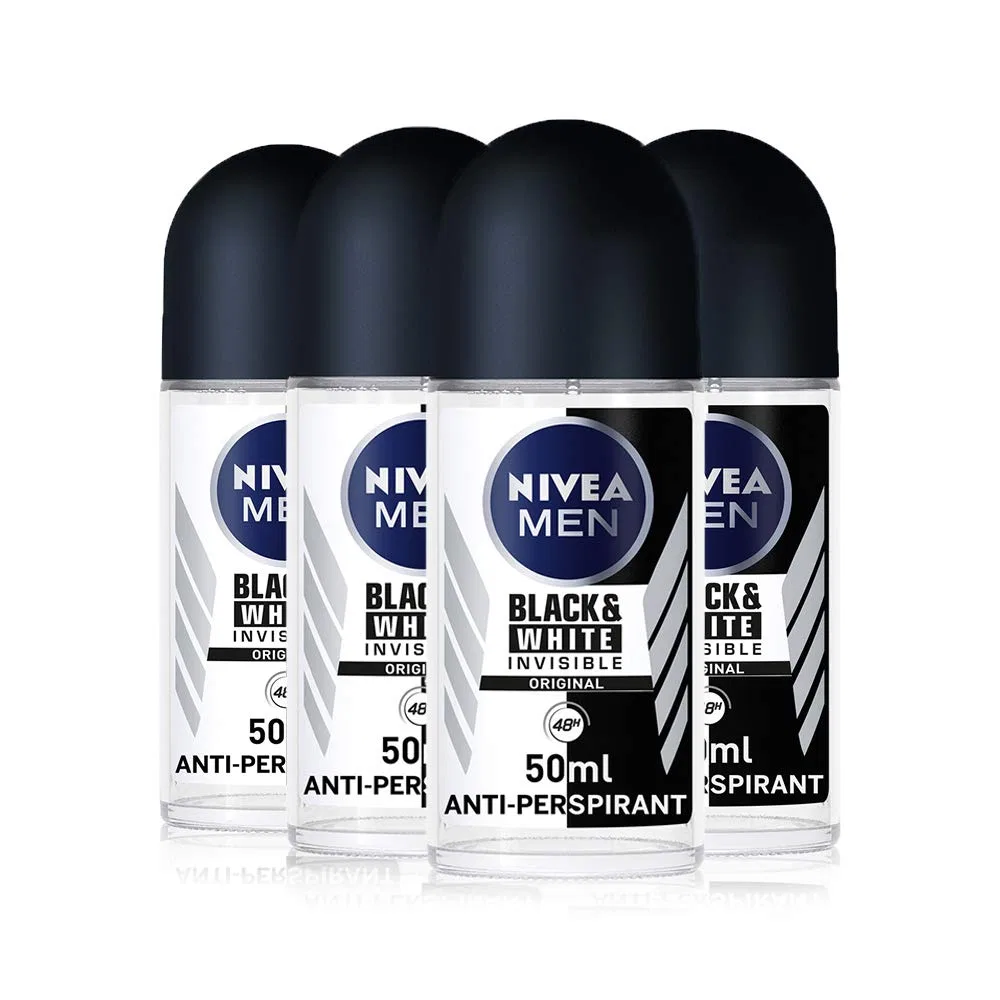 Мужской дезодорант-антиперспирант NIVEA Men Black & White Roll On, 4 шт. Nivea