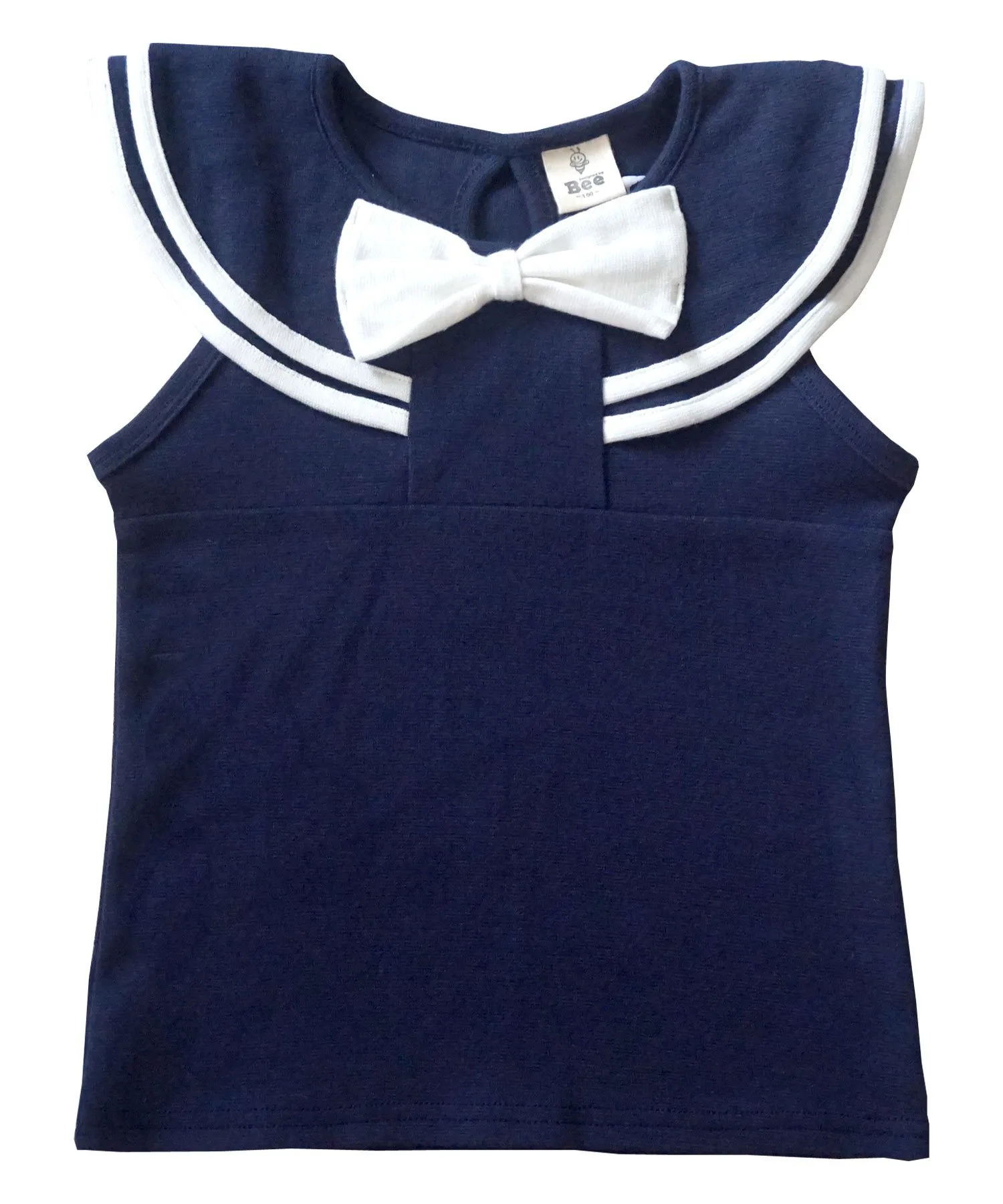 Топ в морском стиле с лентами и оборками, для девочек, Bee Bee, Navy sleeveless top with sailor blouse — фото 2