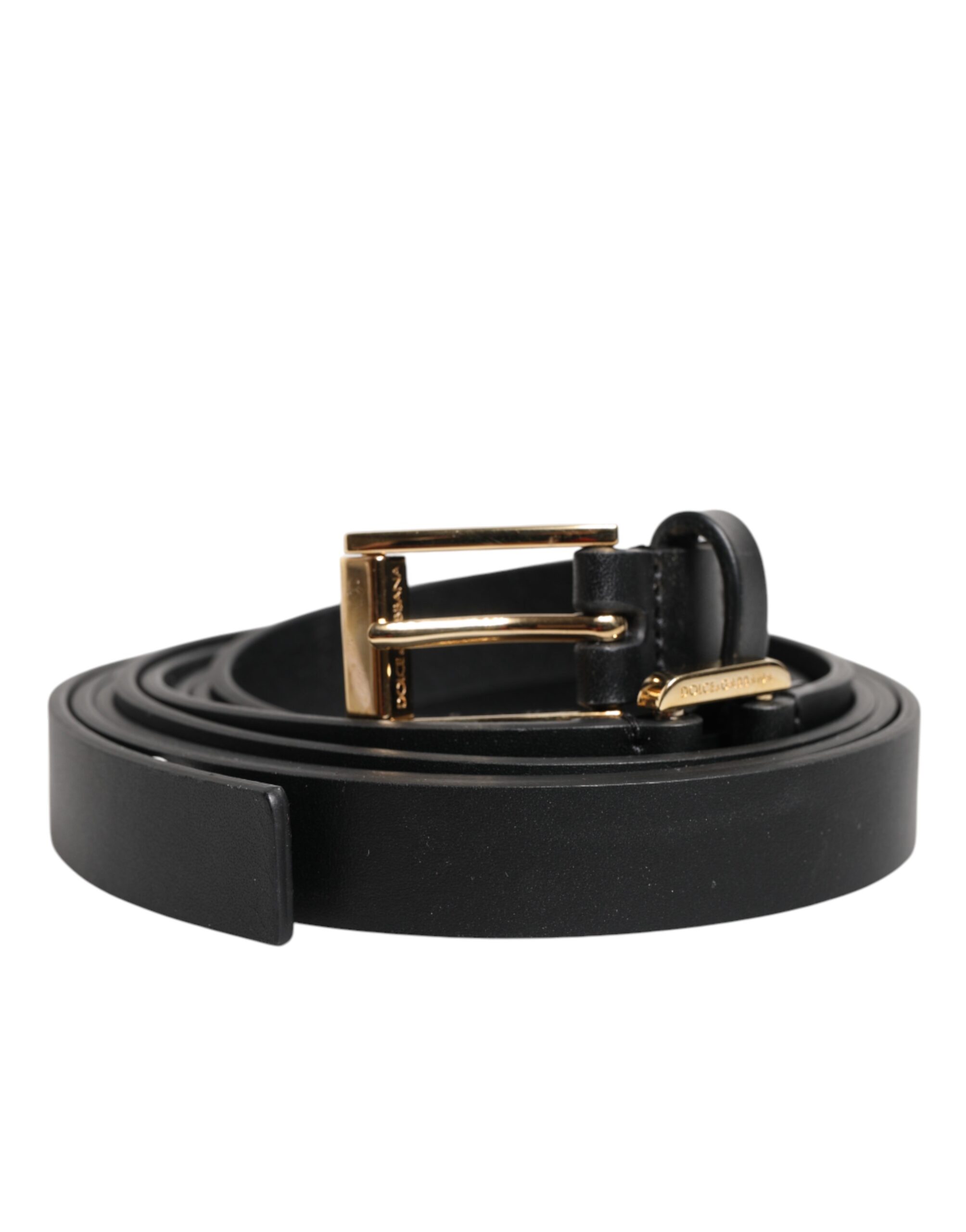 

Черный кожаный ремень с двумя ремешками и золотой пряжкой Dolce & Gabbana, Black
