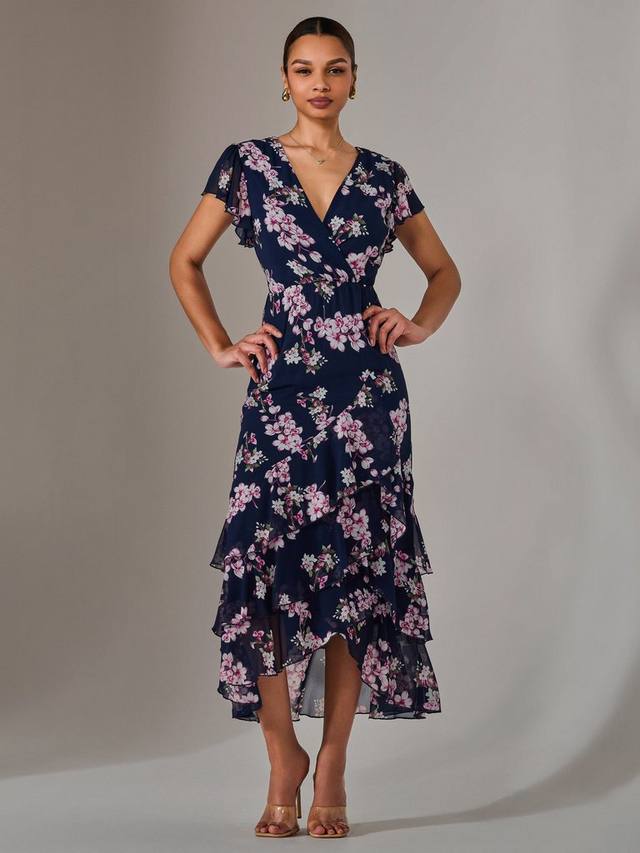 

Фасон макси с цветочным принтом и рюшами Jolie Moi, Navy