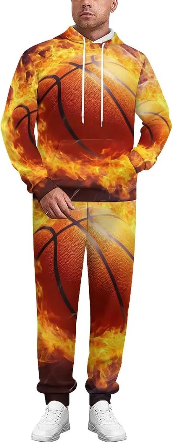 Мужской спортивный костюм из 2 предметов, толстовка и брюки, Fire Basketball, Style