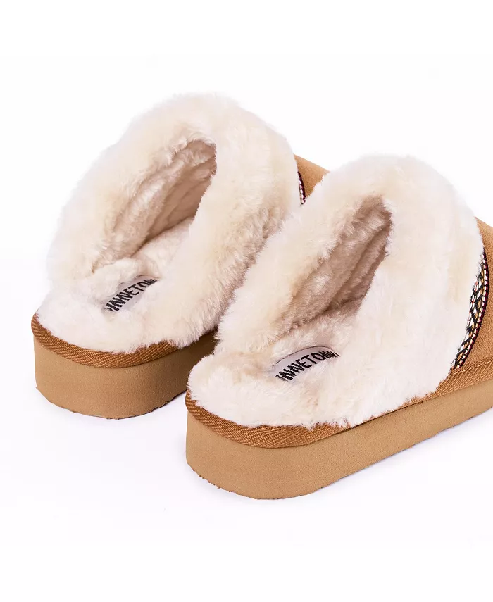 Женские замшевые тапочки Corie с потертостями Minnetonka, коричневый — фото 4
