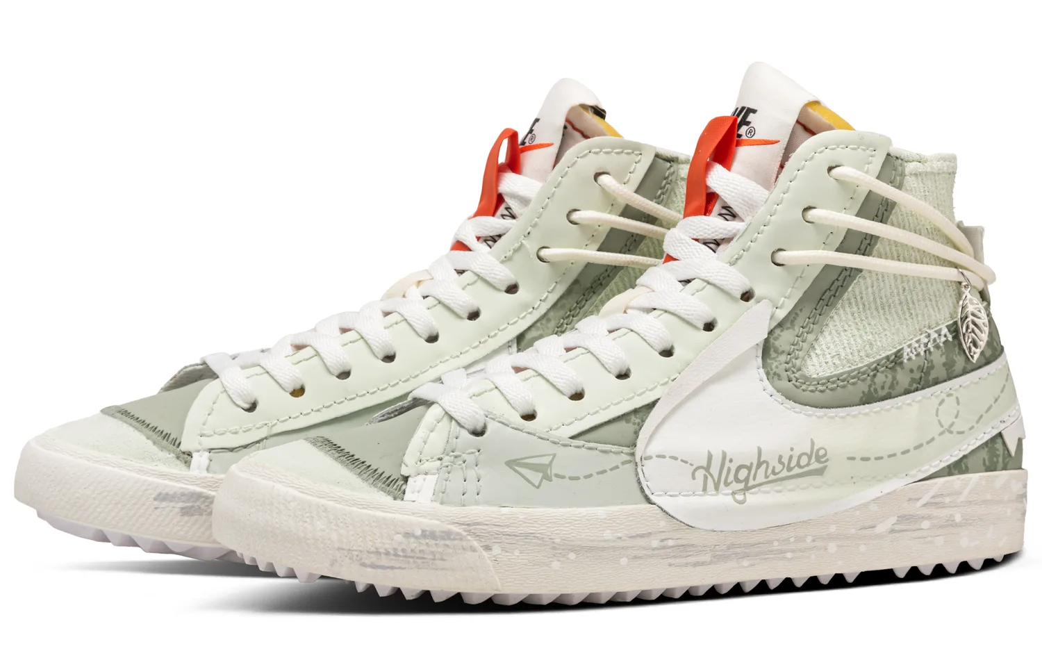 Nike Блейзер Twilight Spring Breeze Slip Resistant Abrasion Resistant Mid top скейтборд обувь Unisex бежево-зеленый — фото 4
