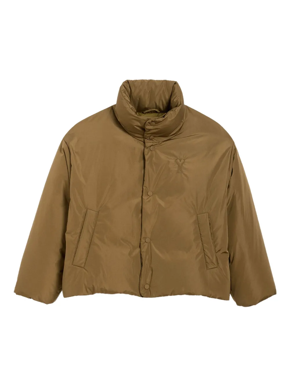 

Пуховик с тисненым логотипом Ami Paris, коричневый