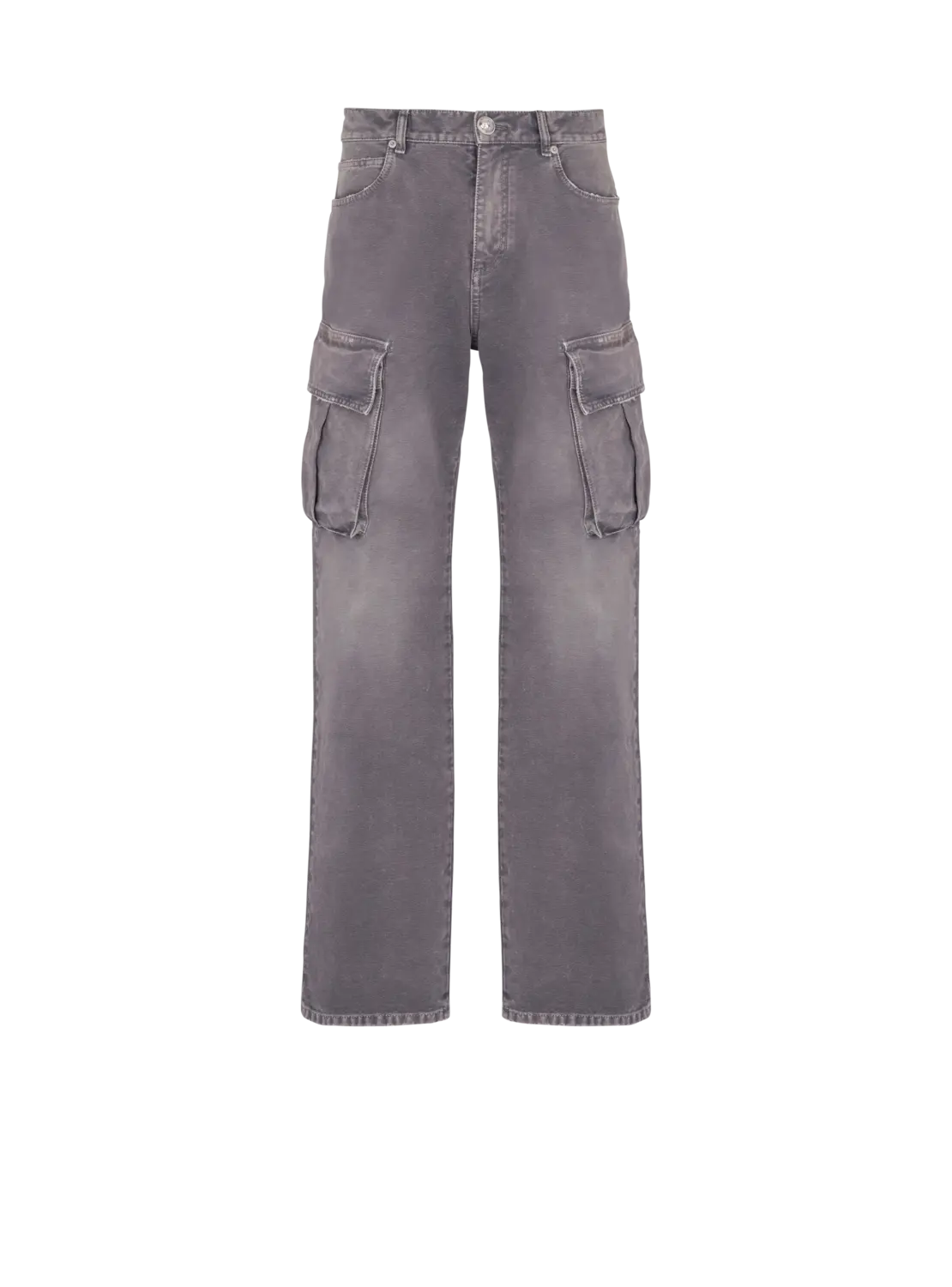 

Джинсы-карго свободного кроя из денима Balmain, серый