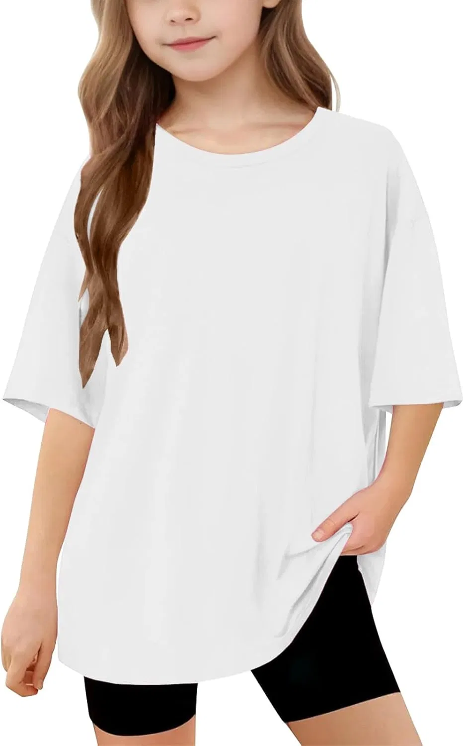 Футболка детская с коротким рукавом, хлопковая, однотонная, Zzalalana, White