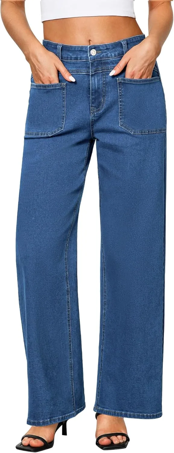 

GRAPENT широкие джинсы для женщин, высокие, прямые, эластичные