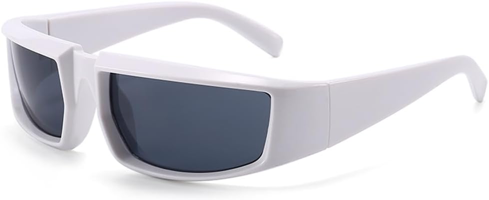 

Спортивные солнцезащитные очки для велоспорта, панк-хип-хоп вечеринки, солнцезащитные очки в стиле Y2K, футуристические очки с прозрачным экраном, ветрозащитные очки AIRITHIN, White/Black