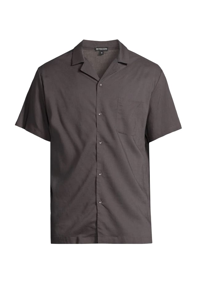 

Планка на пуговицах из смеси вискозы и льна для рубашки Manguun, черный