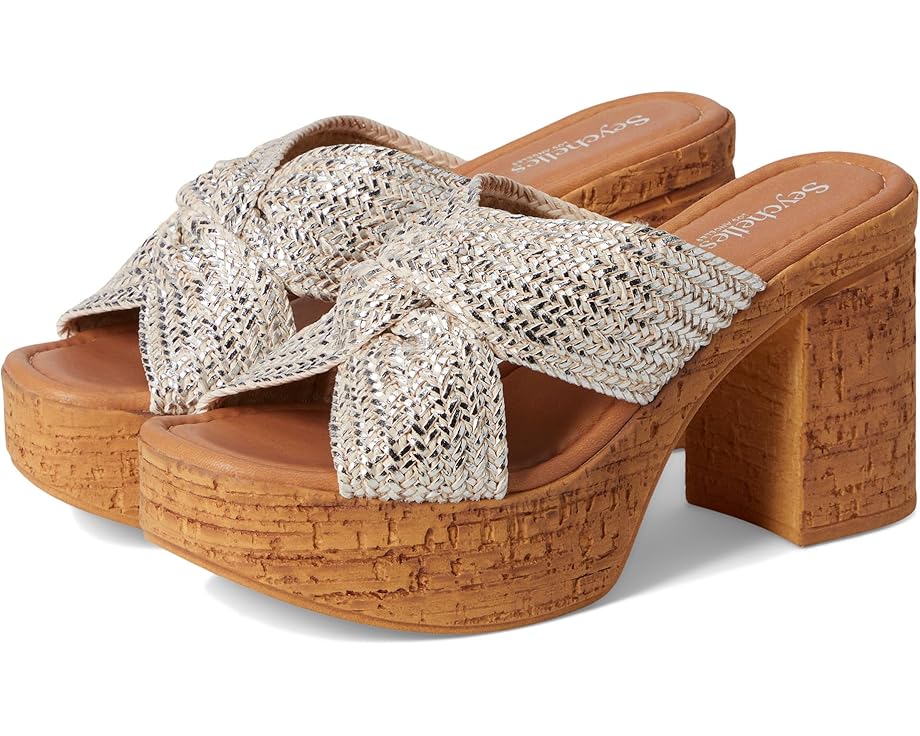 Туфли Seychelles Adorned Metallic Raffia Slide Sandal, серебряный