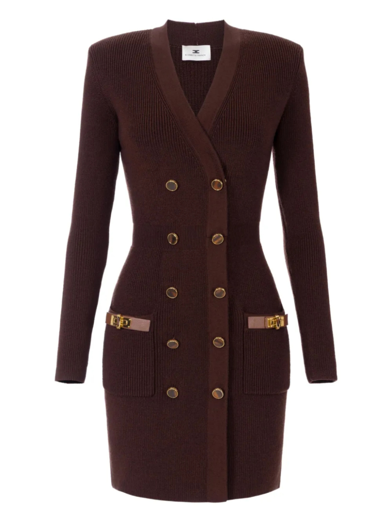 

Двубортное мини-платье Elisabetta Franchi, коричневый