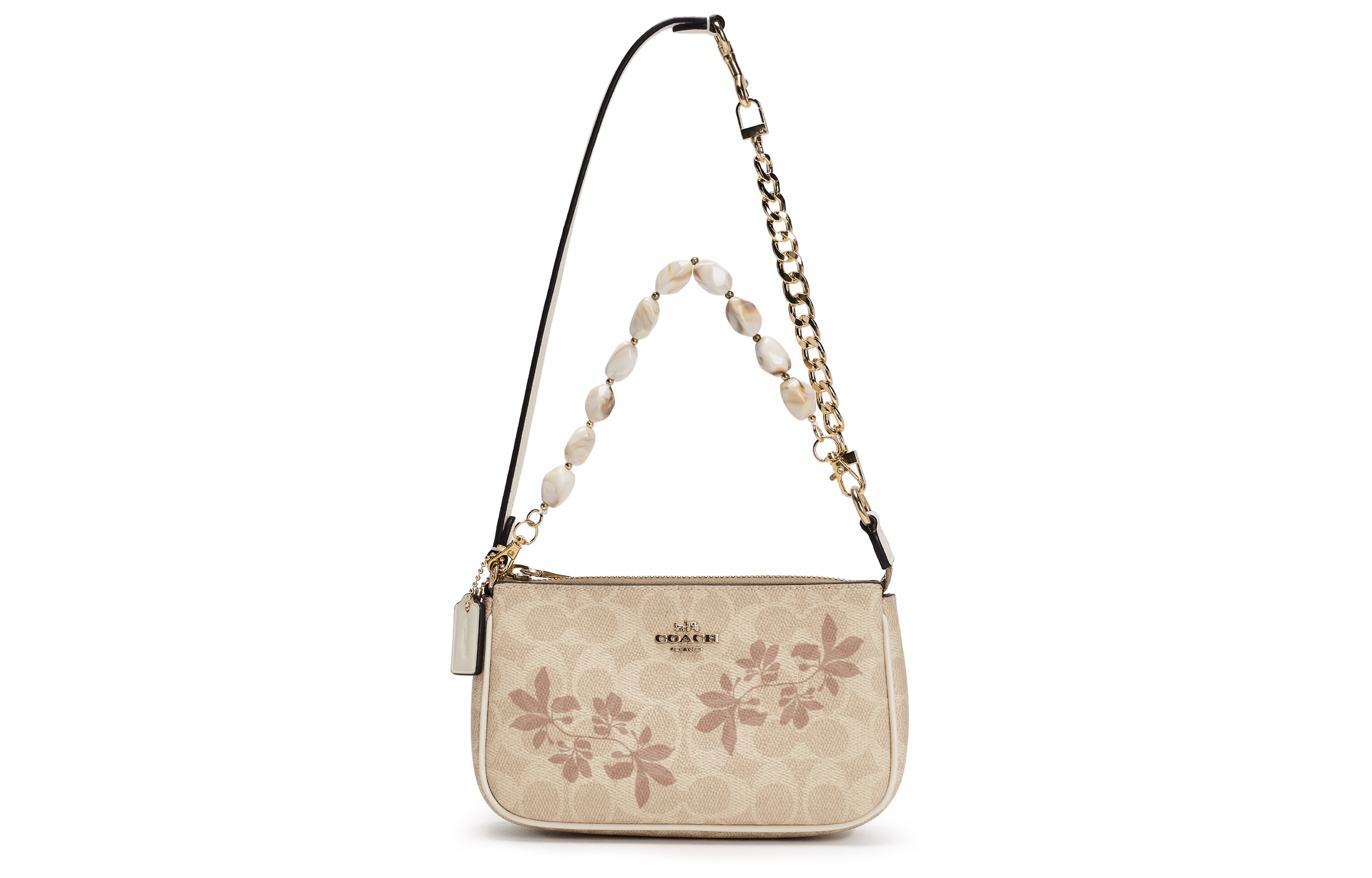 

COACH Покрытая тканью маленькая сумка через плечо Mahjong Sets для женщин малого размера Sand & Chalk White