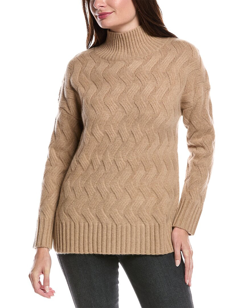 

Форте Кашемир Люкс Косой Вязки Воротник-воронка Кашемировый Свитер Forte Cashmere, коричневый