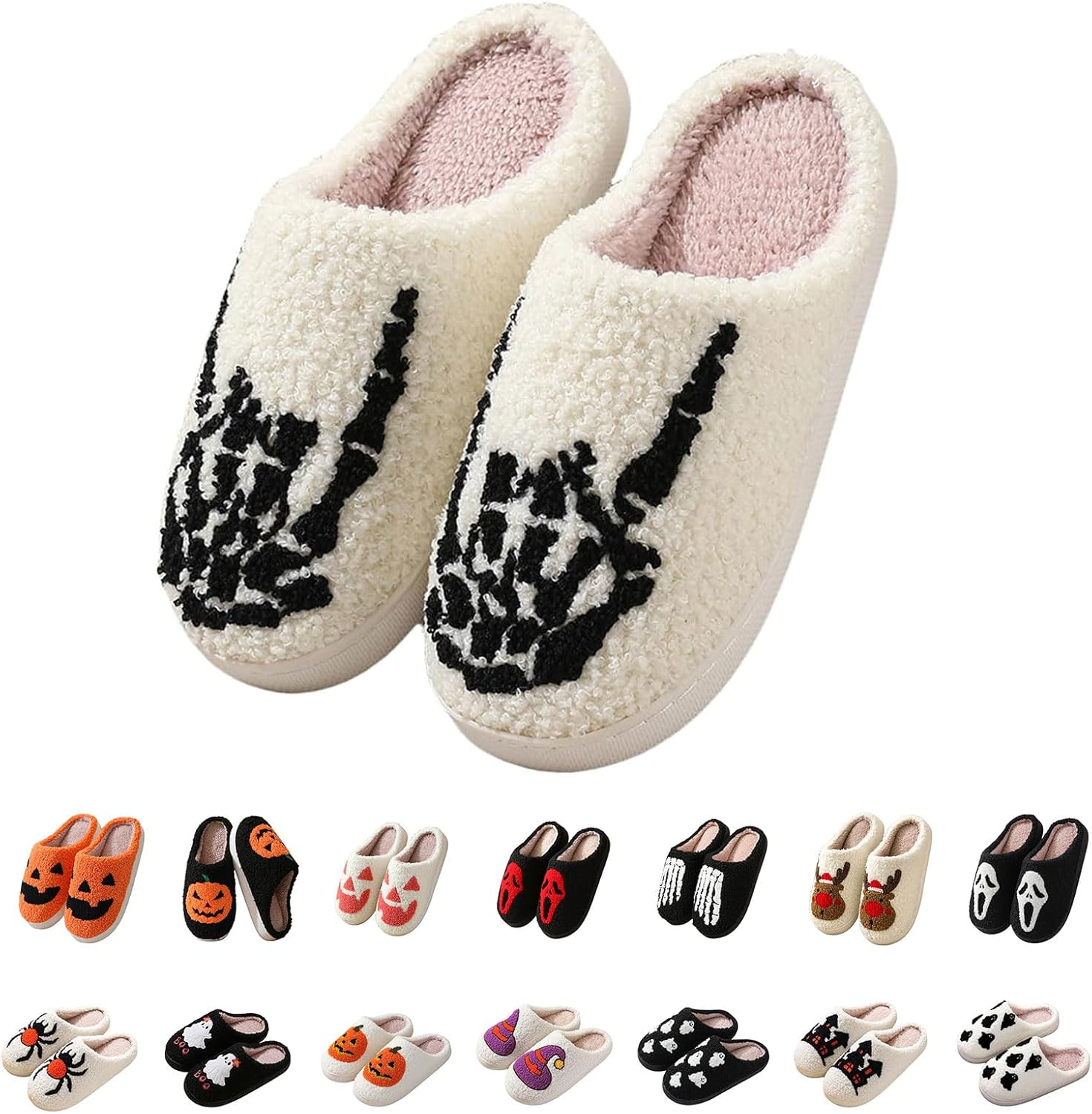 

Домашние тапочки на Хэллоуин для женщин и мужчин, мягкие, пушистые, зимние, из пены с эффектом памяти, мягкие, теплые, в виде привидений, нескользящие, пушистые, подарок на Хэллоуин и Рождество, для дома и улицы Toumov, D-a1