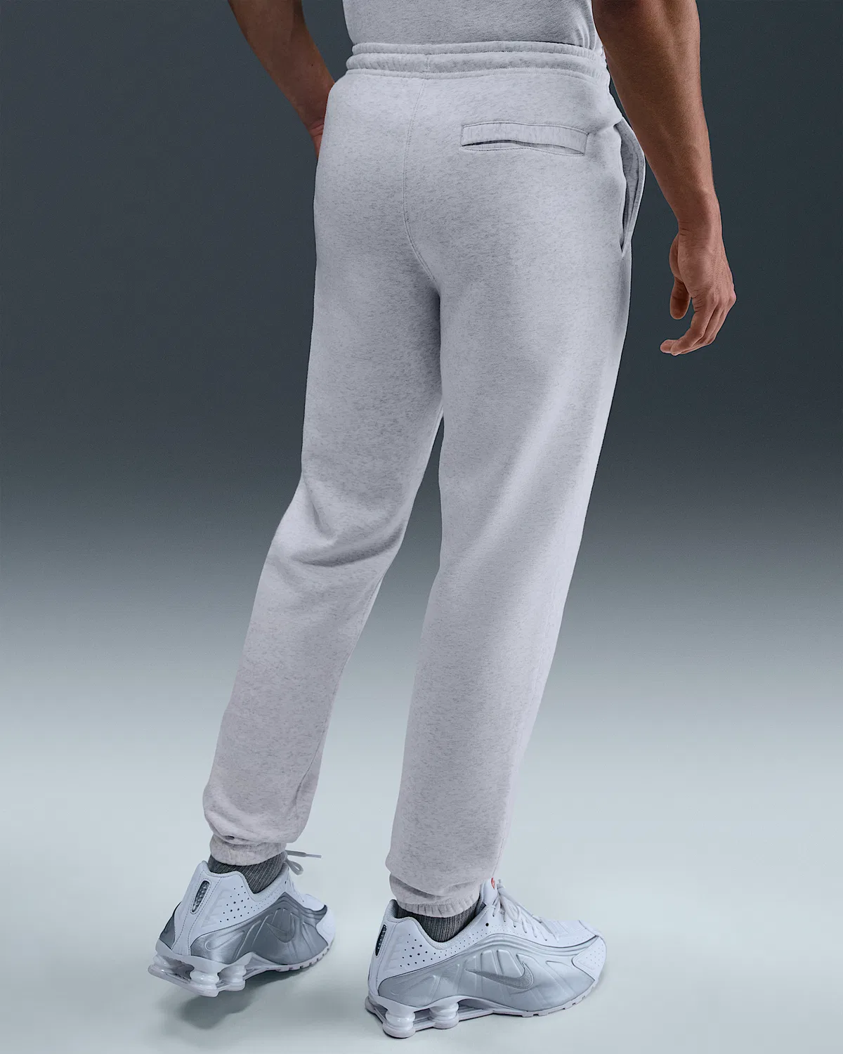 Мужские спортивные штаны Nike Club на флисе с манжетами, Birch Heather/White/White — фото 3