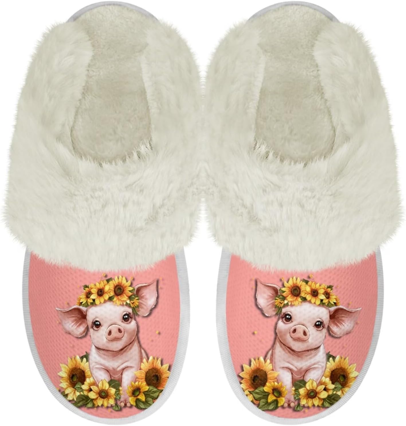 

Тапочки для дома Binienty для женщин и мужчин, мягкие плюшевые, для утепления дома, Cartoon Pig Sunflower