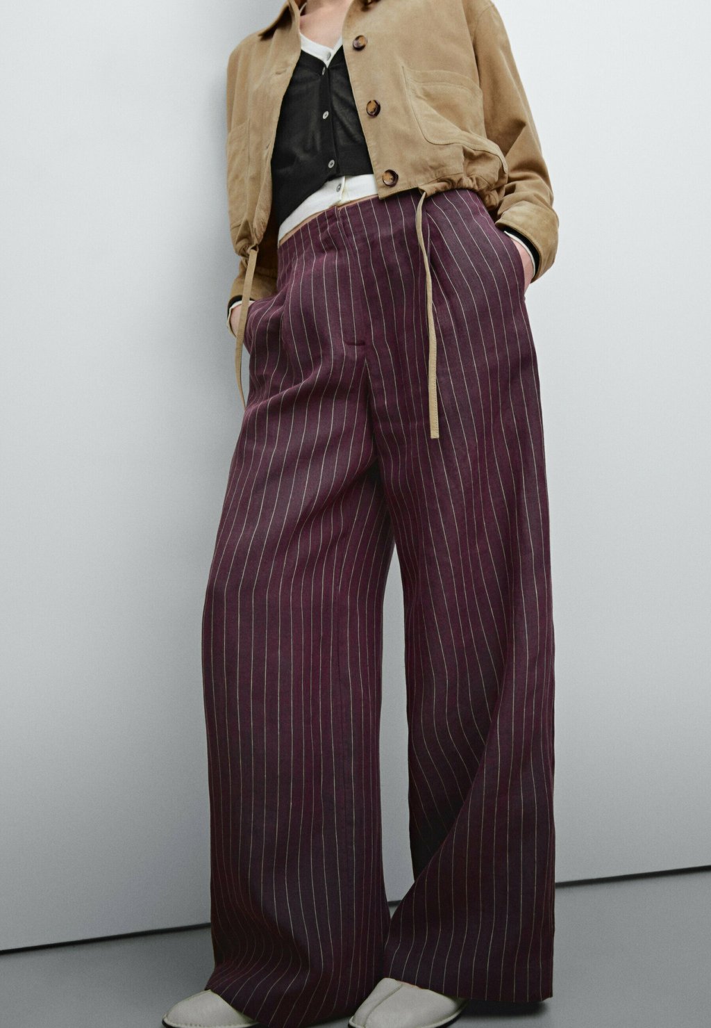 

Брюки FLOWING Massimo Dutti, винно-красный