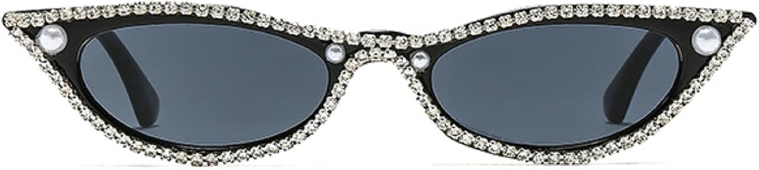 

Модные женские солнцезащитные очки «кошачий глаз» со стразами, в стиле ретро, ​​с бриллиантами, защита от ультрафиолета UV400, блестящие женские солнцезащитные очки mincl, Black