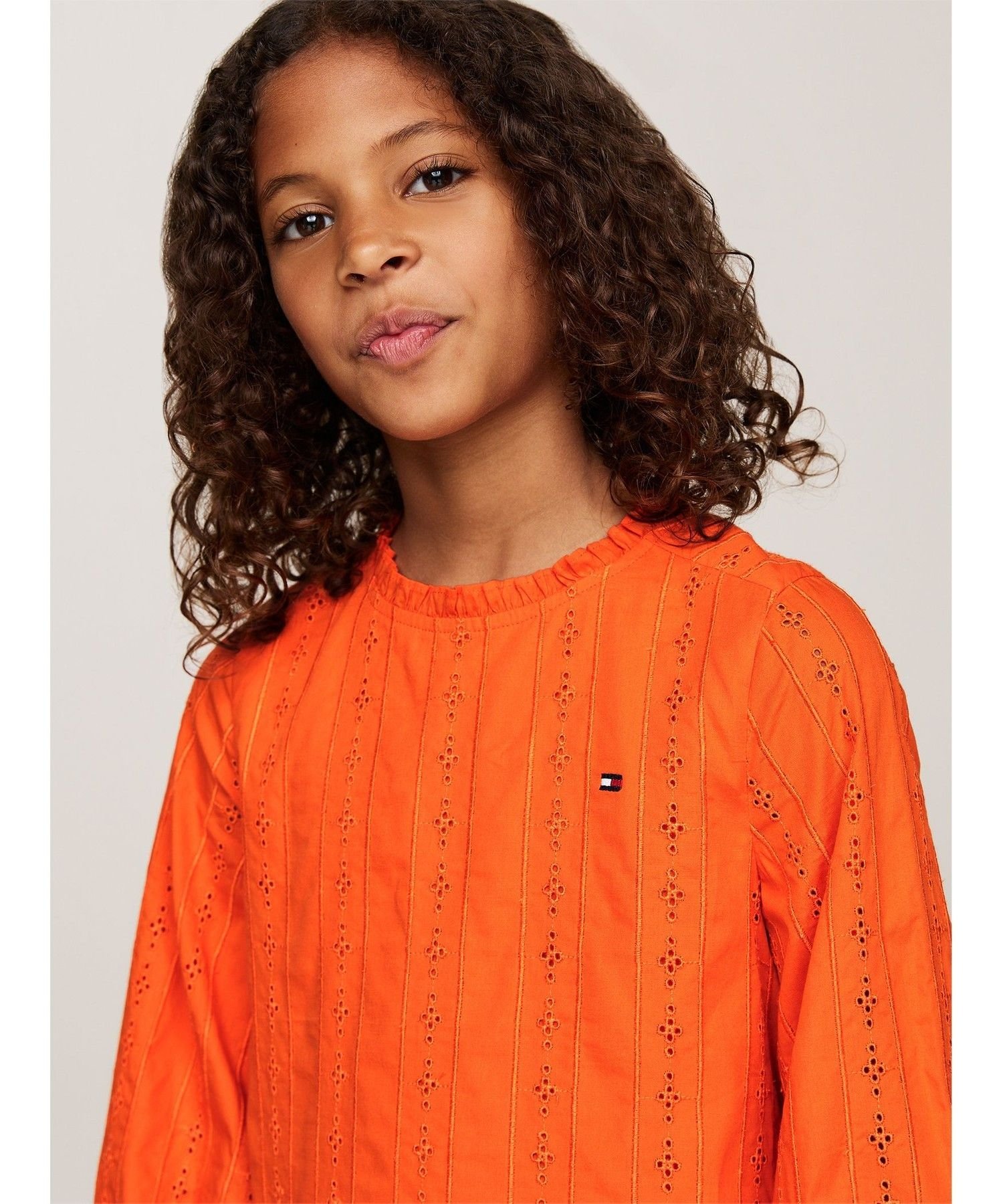 (K) Платье с вышивкой TOMMY HILFIGER Hilfiger с длинными рукавами, Orange — фото 3