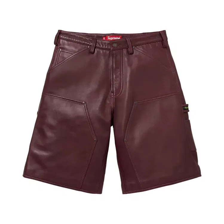 Шорты Supreme Leather Double Knee Painter Short, красный