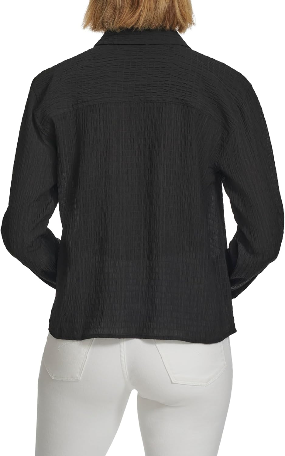 Женская блузка Calvin Klein с длинным рукавом и застежкой на пуговицы, Black — фото 4