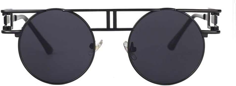 

Круглые солнцезащитные очки из сплава для женщин и мужчин, модные, в крупной оправе, зеркальные, женские, в стиле стимпанк, с защитой от УФ-излучения UV400 HVTVTLA, C7black-black